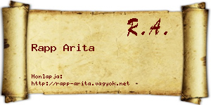 Rapp Arita névjegykártya
